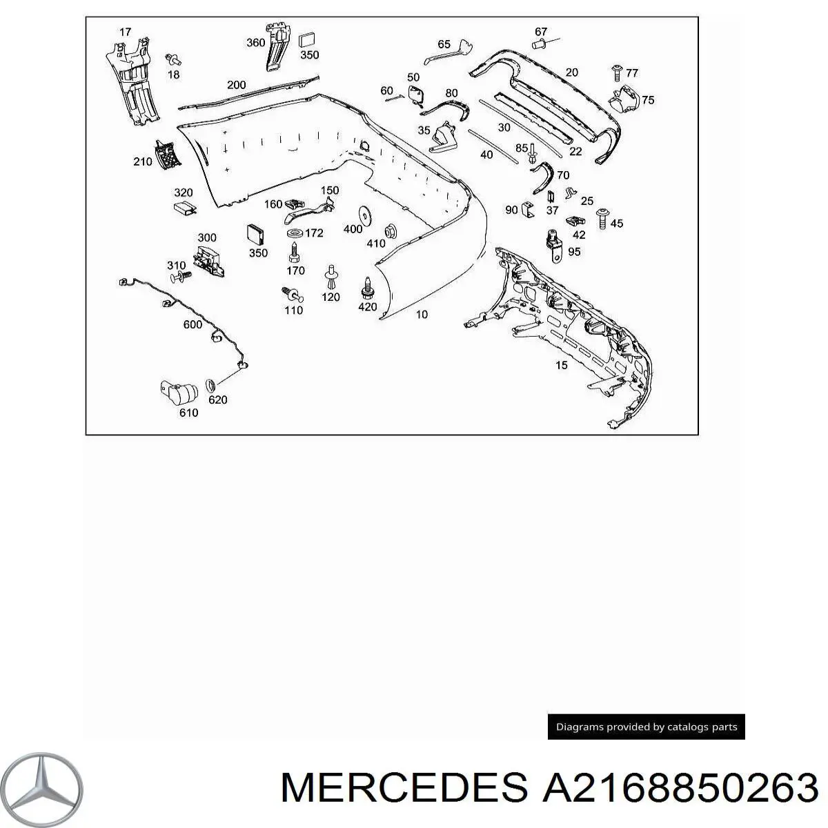 A2168850263 Mercedes Напрямна заднього бампера, права