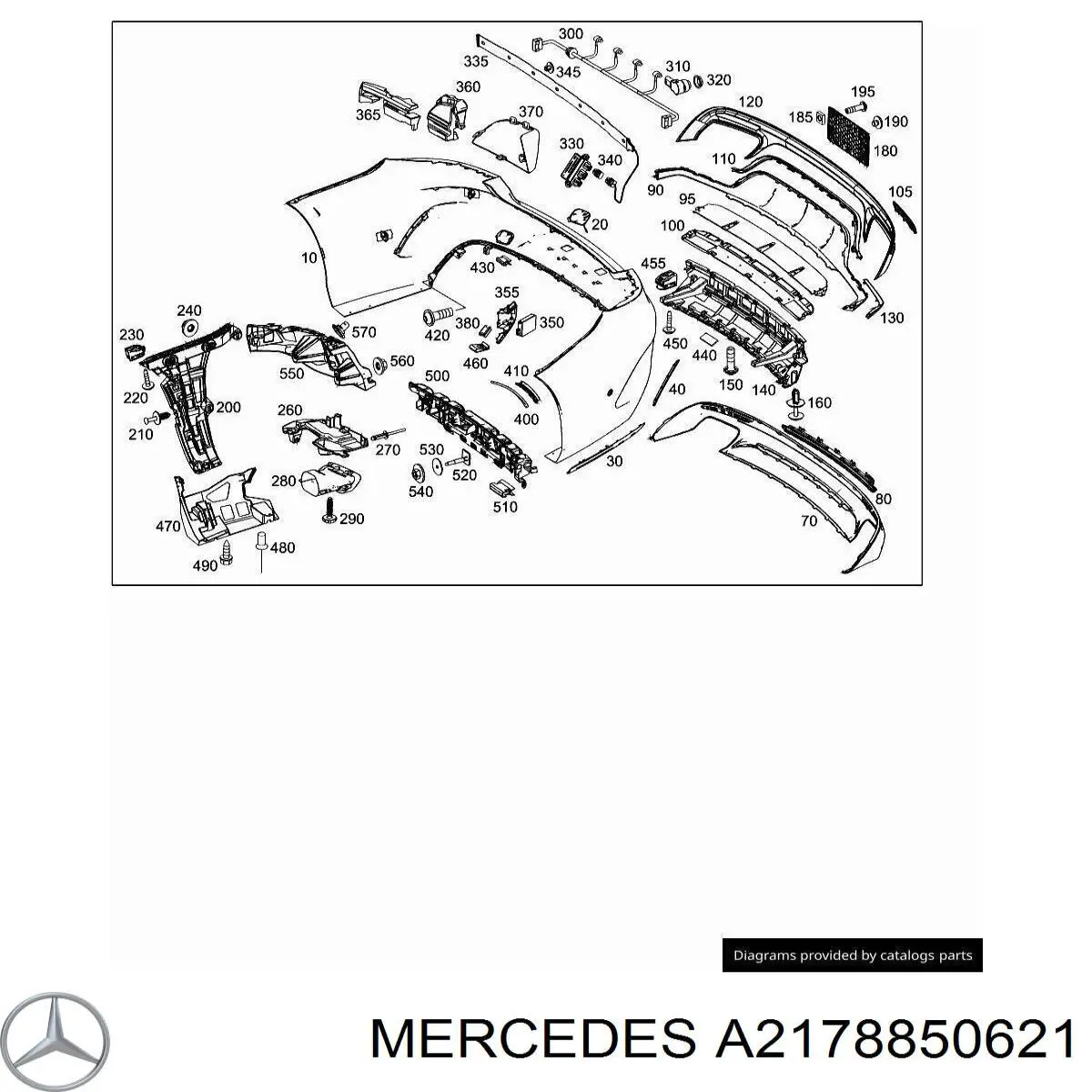 A2178855801 Mercedes Кронштейн бампера заднього, зовнішній правий