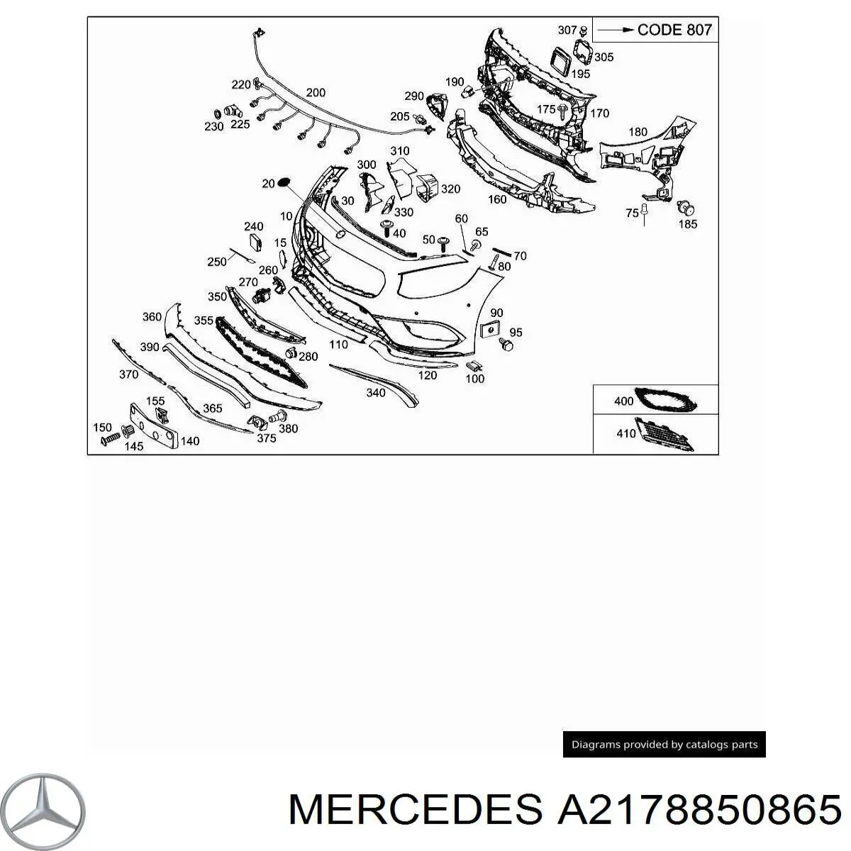 A2178850865 Mercedes Праве кріплення переднього бампера