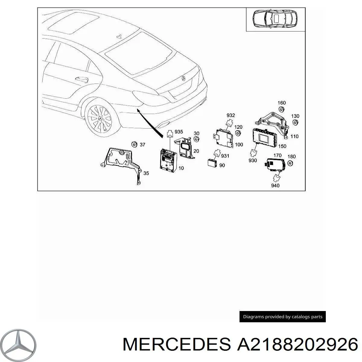 A2188202926 Mercedes Модуль управління (ЕБУ) відкриття кришки багажника/дверей 3-х (5-х)