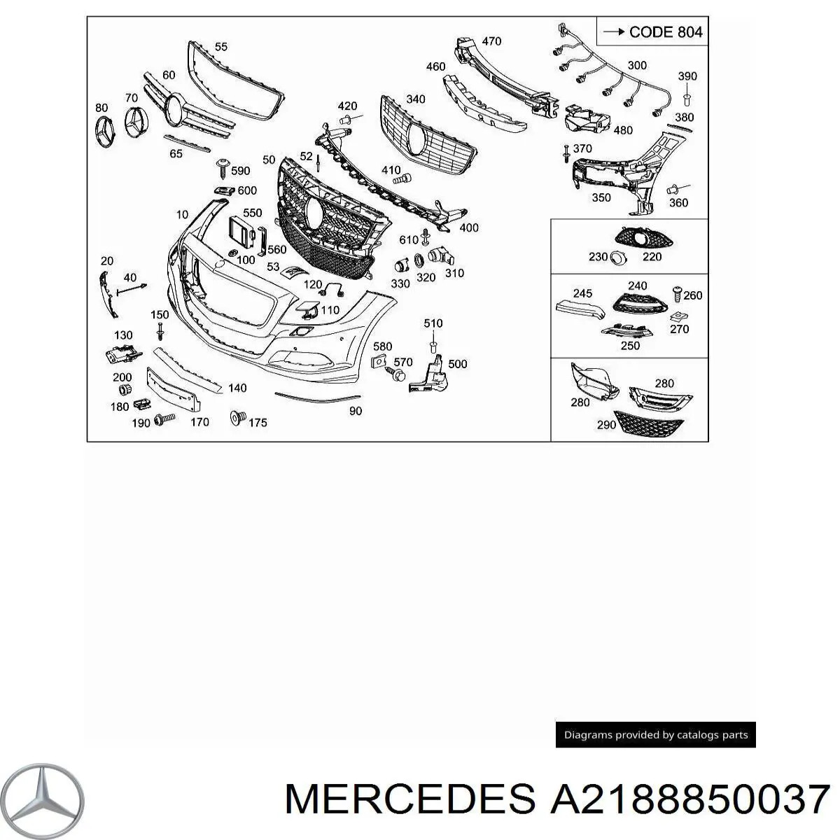 A2188850037 Mercedes Наповнювач бампера переднього