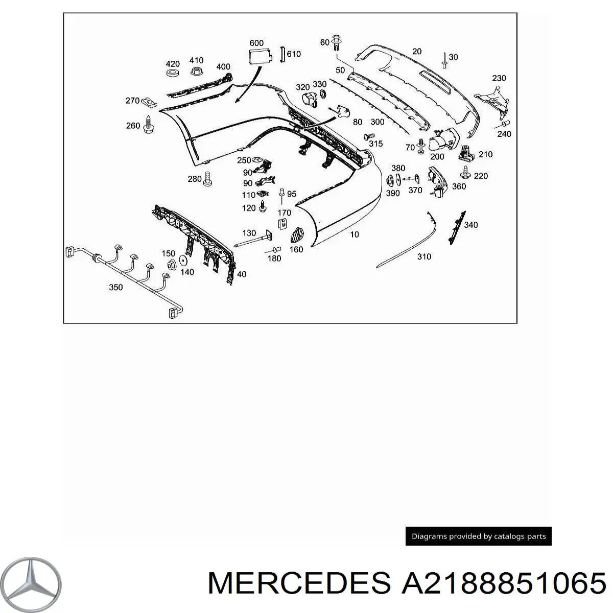 A2188851065 Mercedes Кронштейн бампера заднього, правий