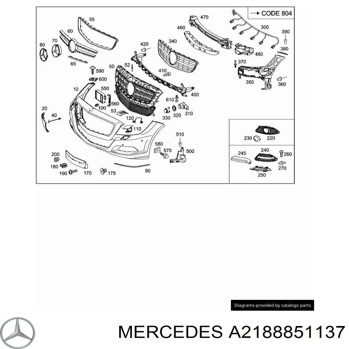 A2188851137 Mercedes Наповнювач бампера переднього