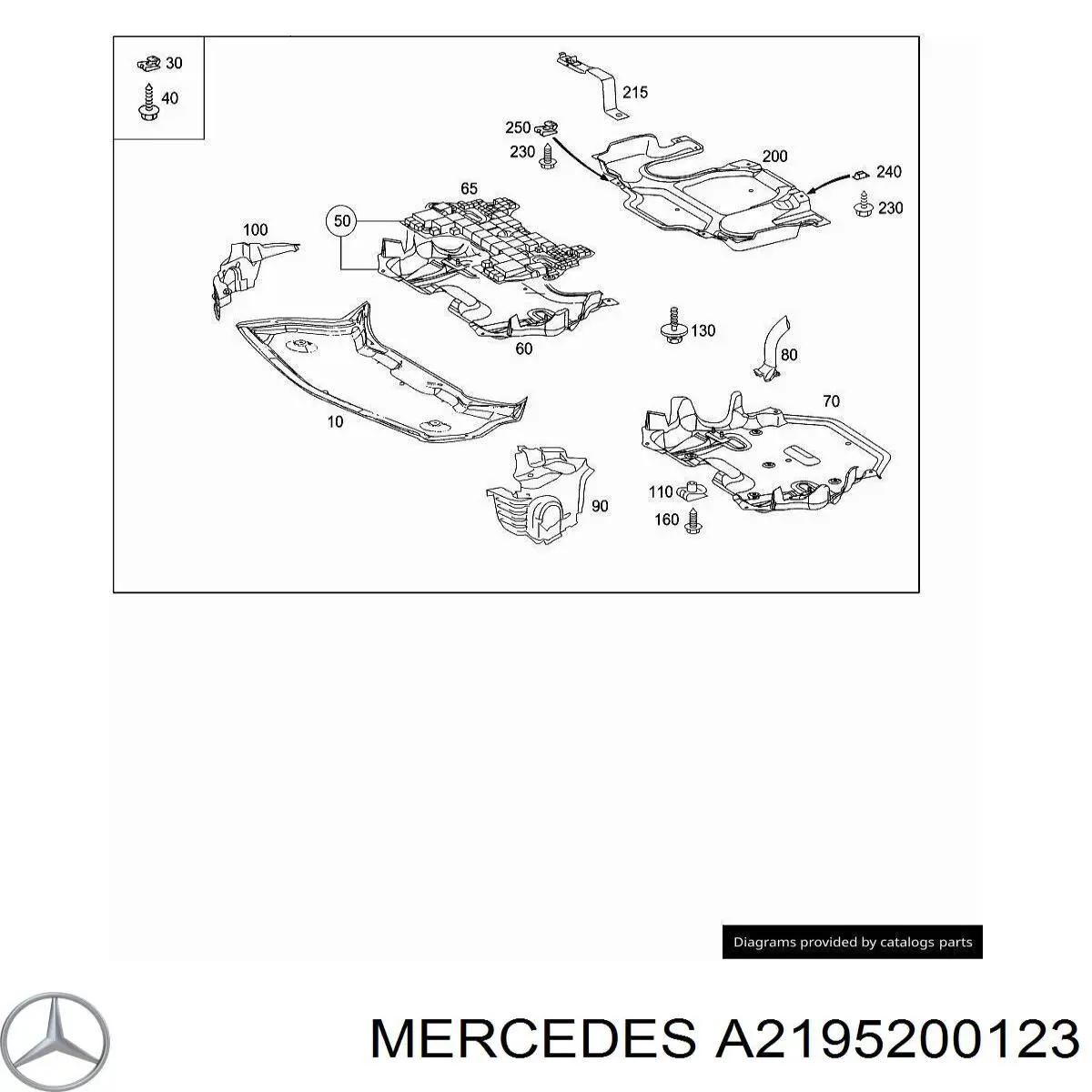 Захист моторного відсіку Mercedes A2195200123 ціна, від 47.62 USD