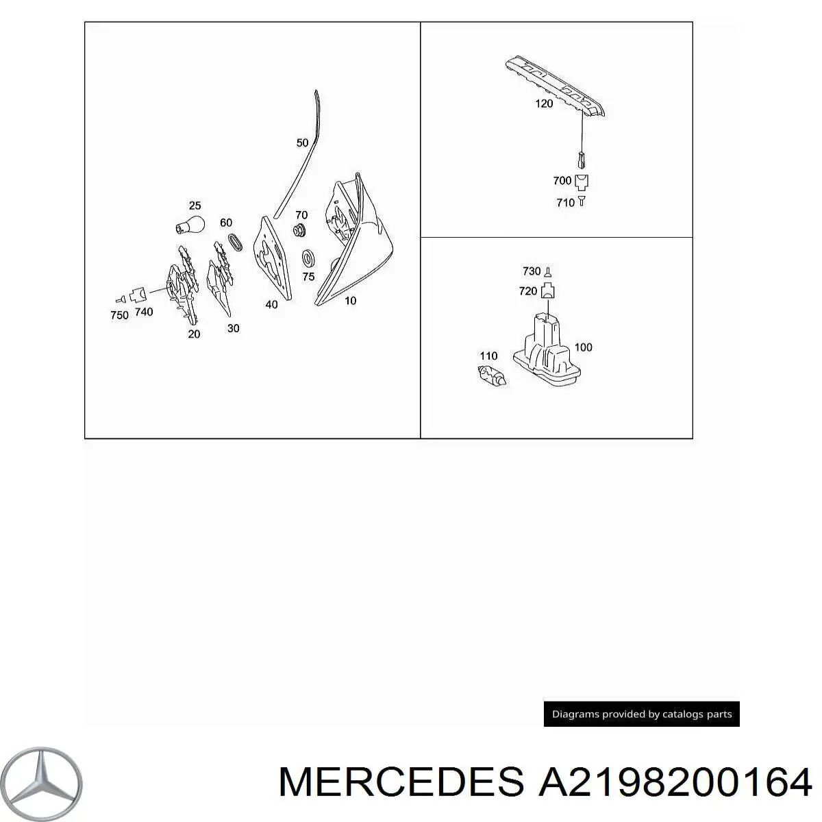 Ліхтар задній лівий Mercedes A2198200164 ціна, від 117.32 USD
