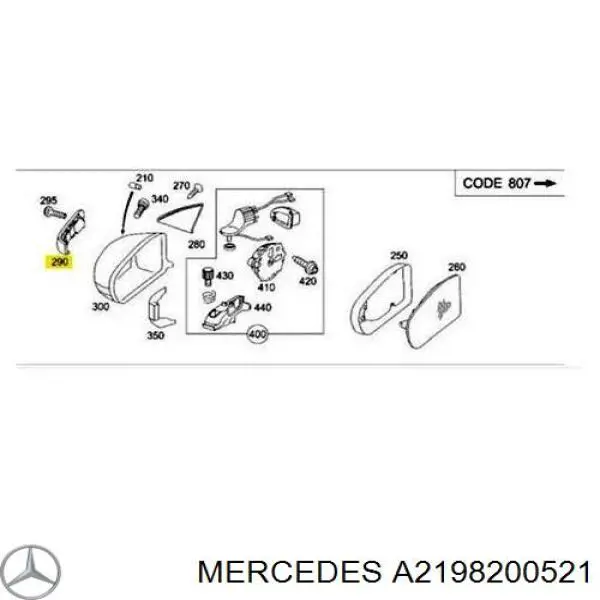 A2198200521 Mercedes покажчик повороту дзеркала, лівий