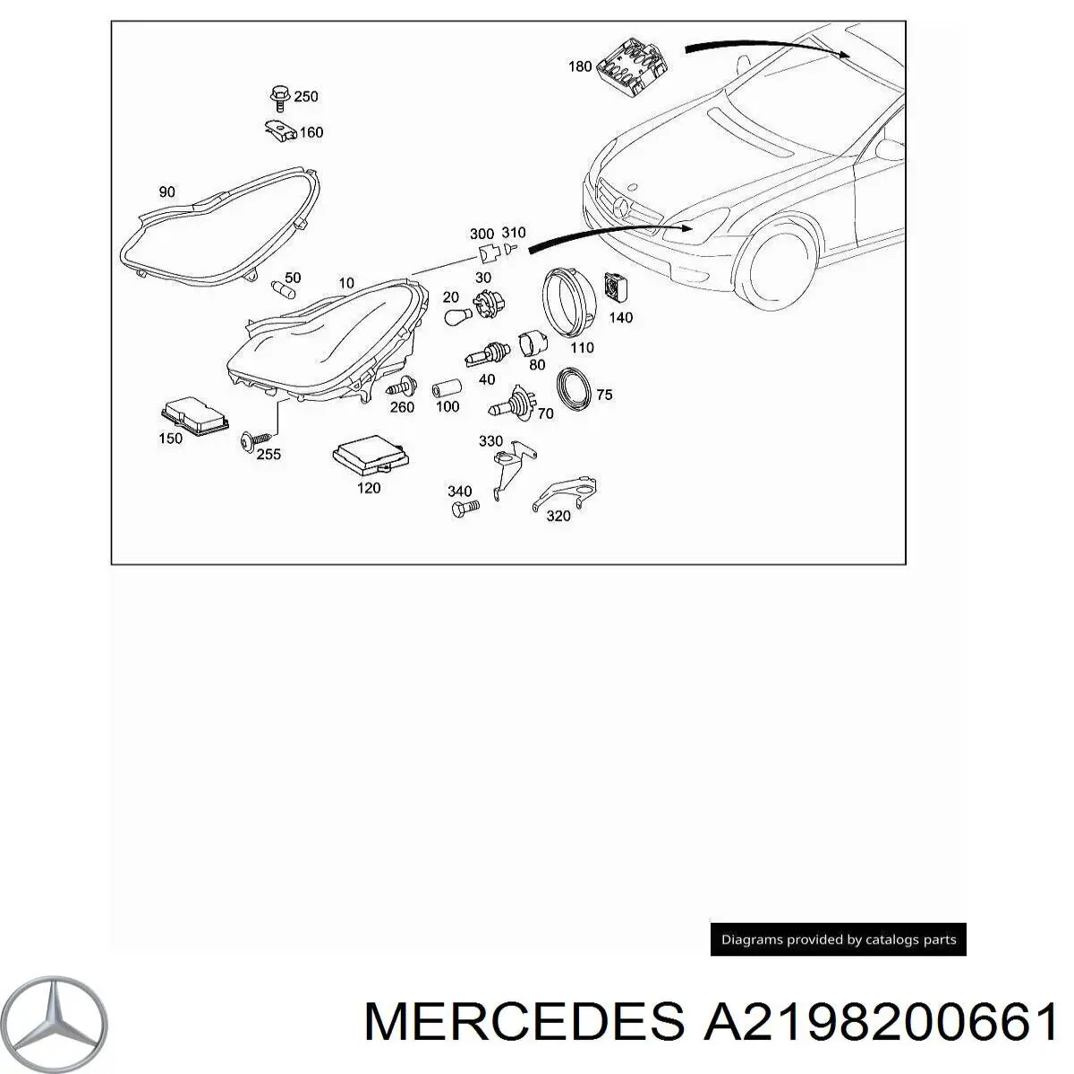 Фара права A2198200661 Mercedes