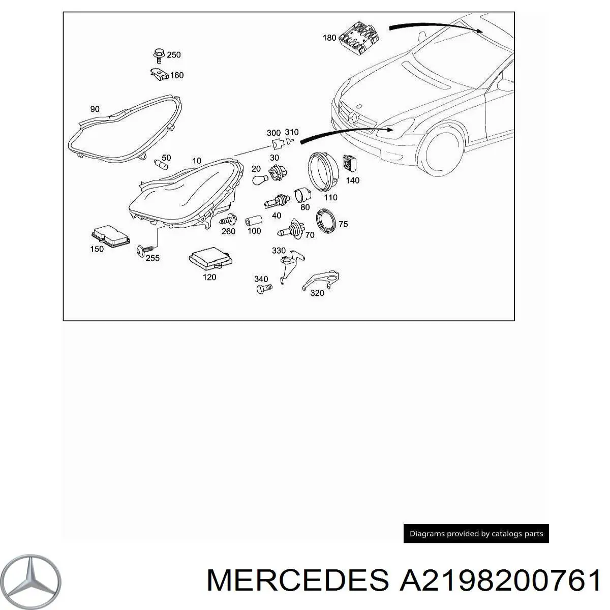A2198200761 Mercedes Фара дальнього світла в зборі