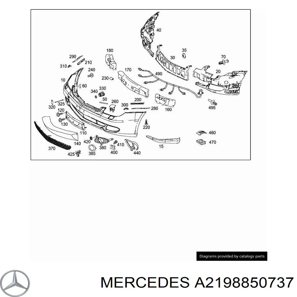 A2198850737 Mercedes Наповнювач бампера переднього