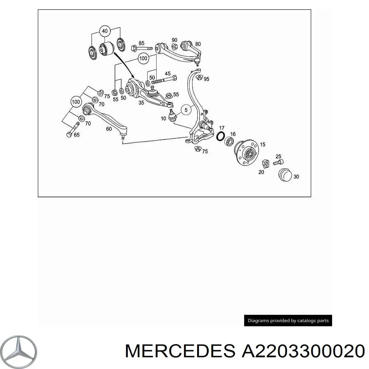 A2203300020 Mercedes Цапфа - поворотний кулак передній, лівий