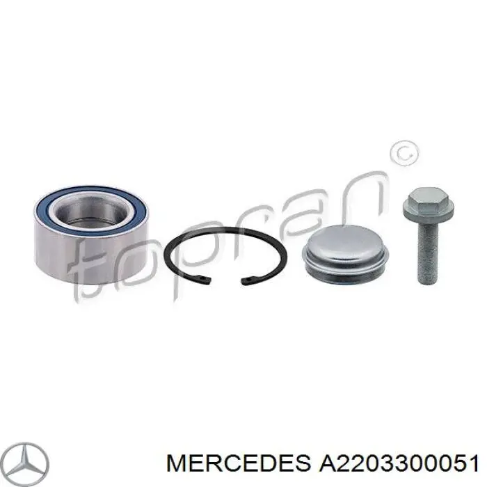 Комплект підшипник маточини передньої Mercedes A2203300051 ціна, від 23.14 USD