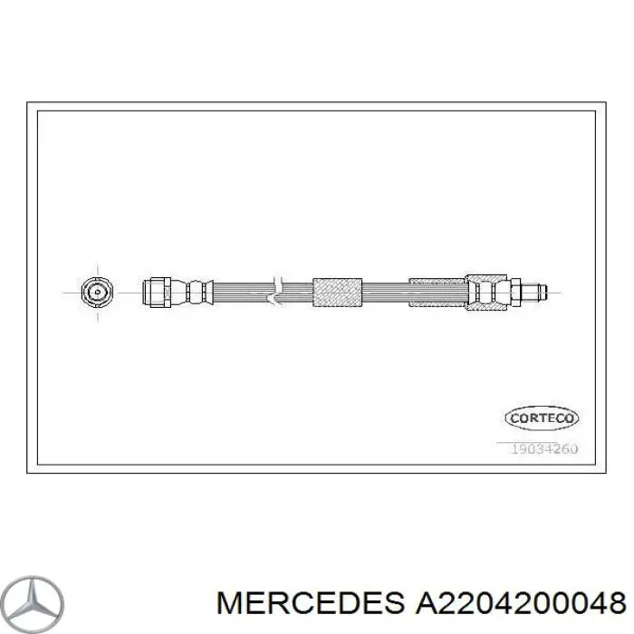 Шланг гальмівний передній Mercedes A2204200048 ціна, від 7.45 USD