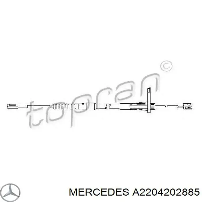 A2204202885 Mercedes Трос ручного гальма задній, правий