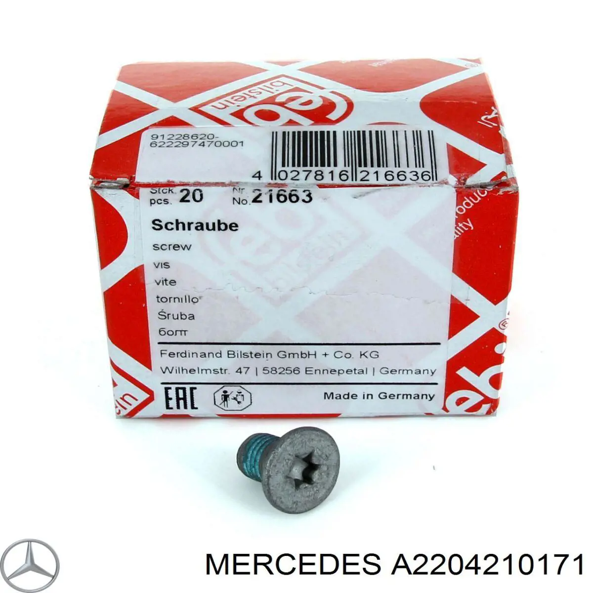 Купити A2204210171 Mercedes Болт гальмівного диска