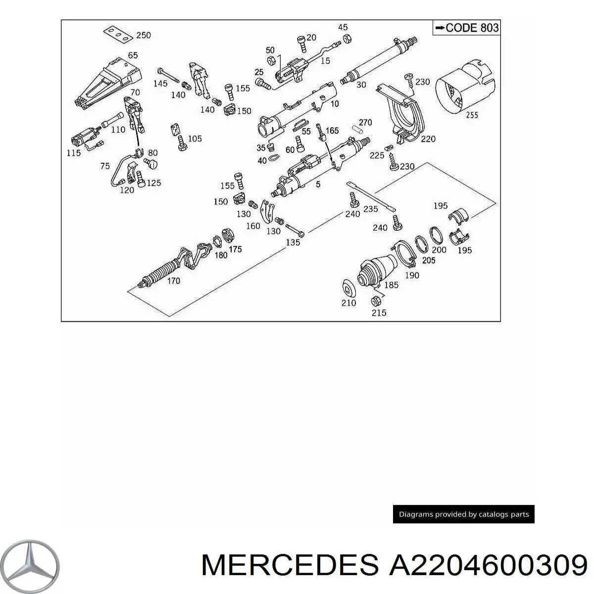 A2204600309 Mercedes Рульовий вал, верхній