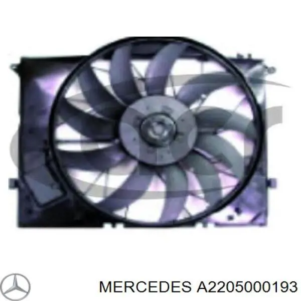 A2205000193 Mercedes дифузор радіатора охолодження, в зборі з двигуном і крильчаткою