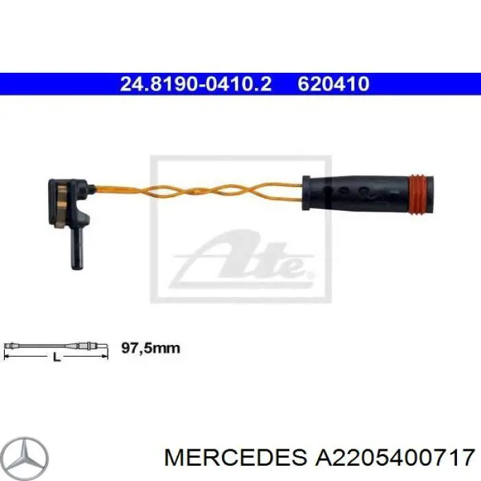 Купити A2205400717 Mercedes Датчик зносу гальмівних колодок, задній