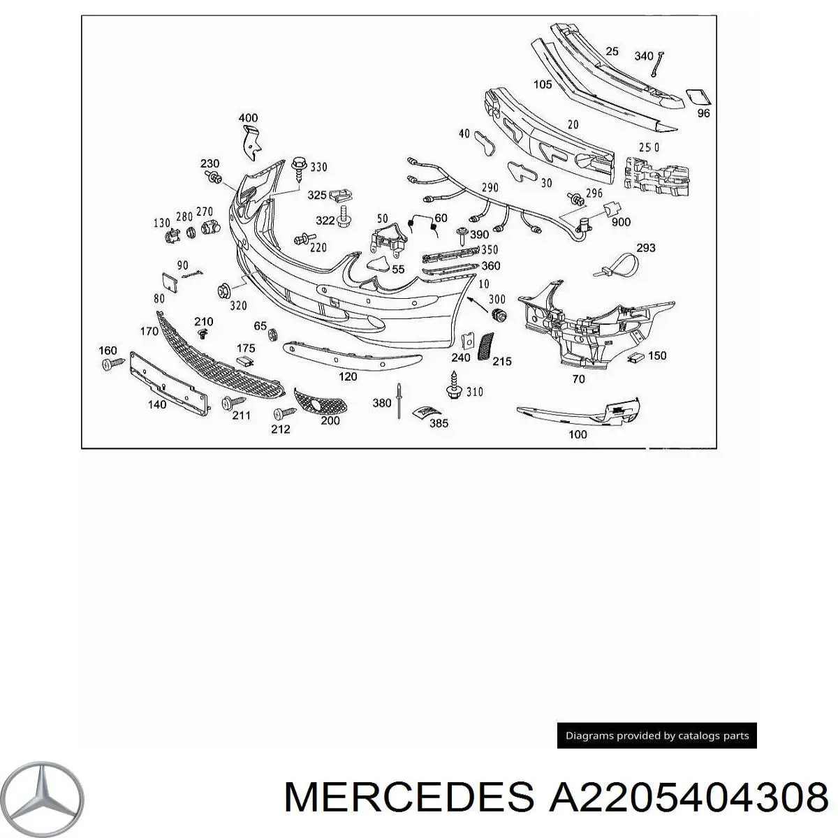 Кабель / дріт парктроніка бампера, переднього Mercedes A2205404308 ціна, від 63.49 USD