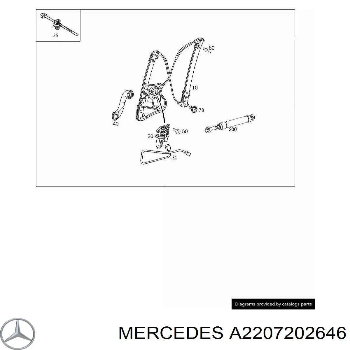 A2207202646 Mercedes механізм склопідіймача двері передньої, правої