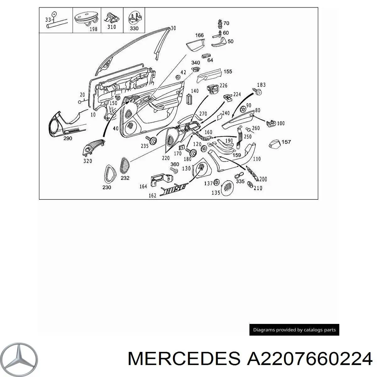 2207660224 Mercedes ручка передньої двері внутрішня права