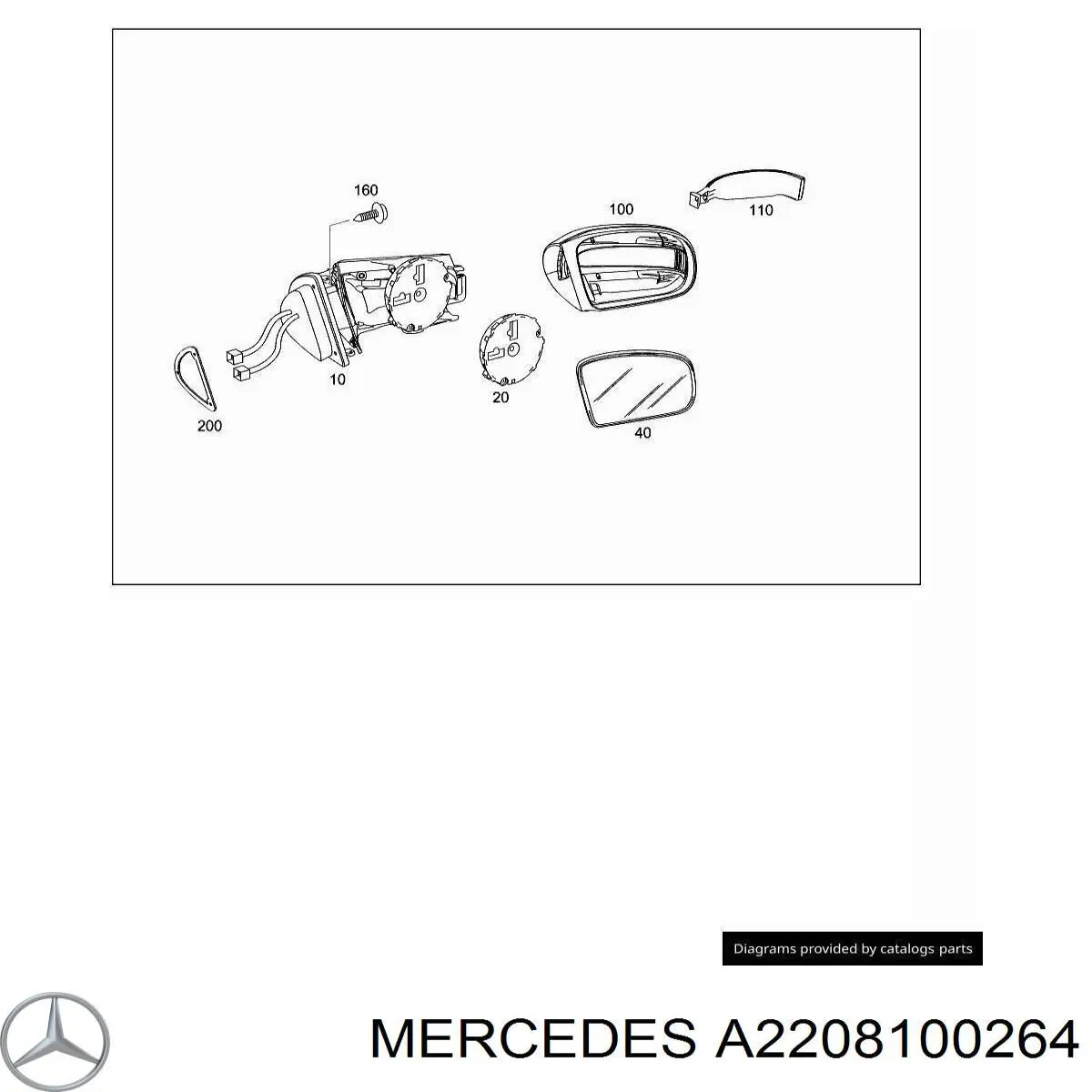 Купити A2208100264 Mercedes Накладка/кришка дзеркала заднього виду, права