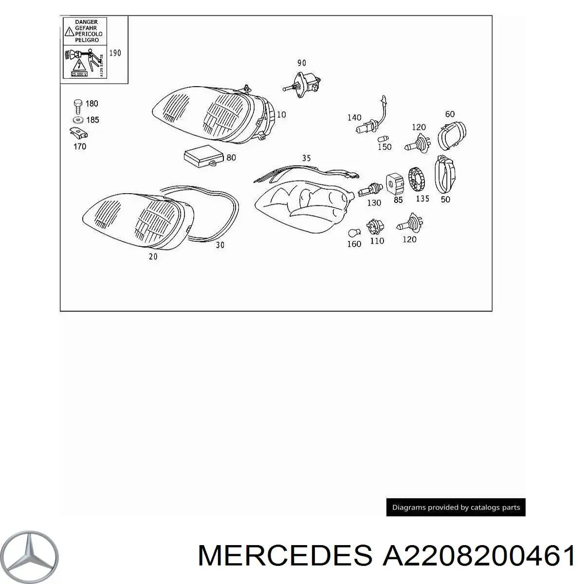 A2208200461 Mercedes Фара правая