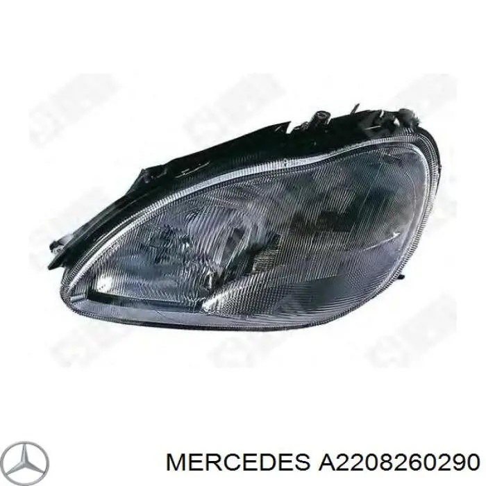 Скло фари правої Mercedes A2208260290 ціна, від 185.63 USD