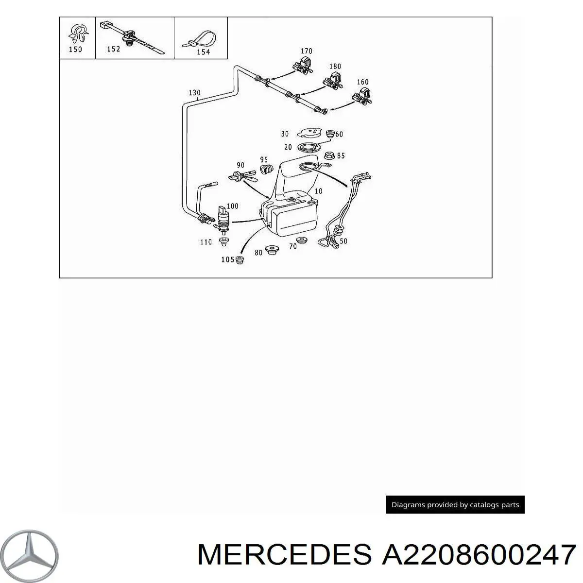 Форсунка омивача скла лобового, права на Mercedes S-Class (W220)