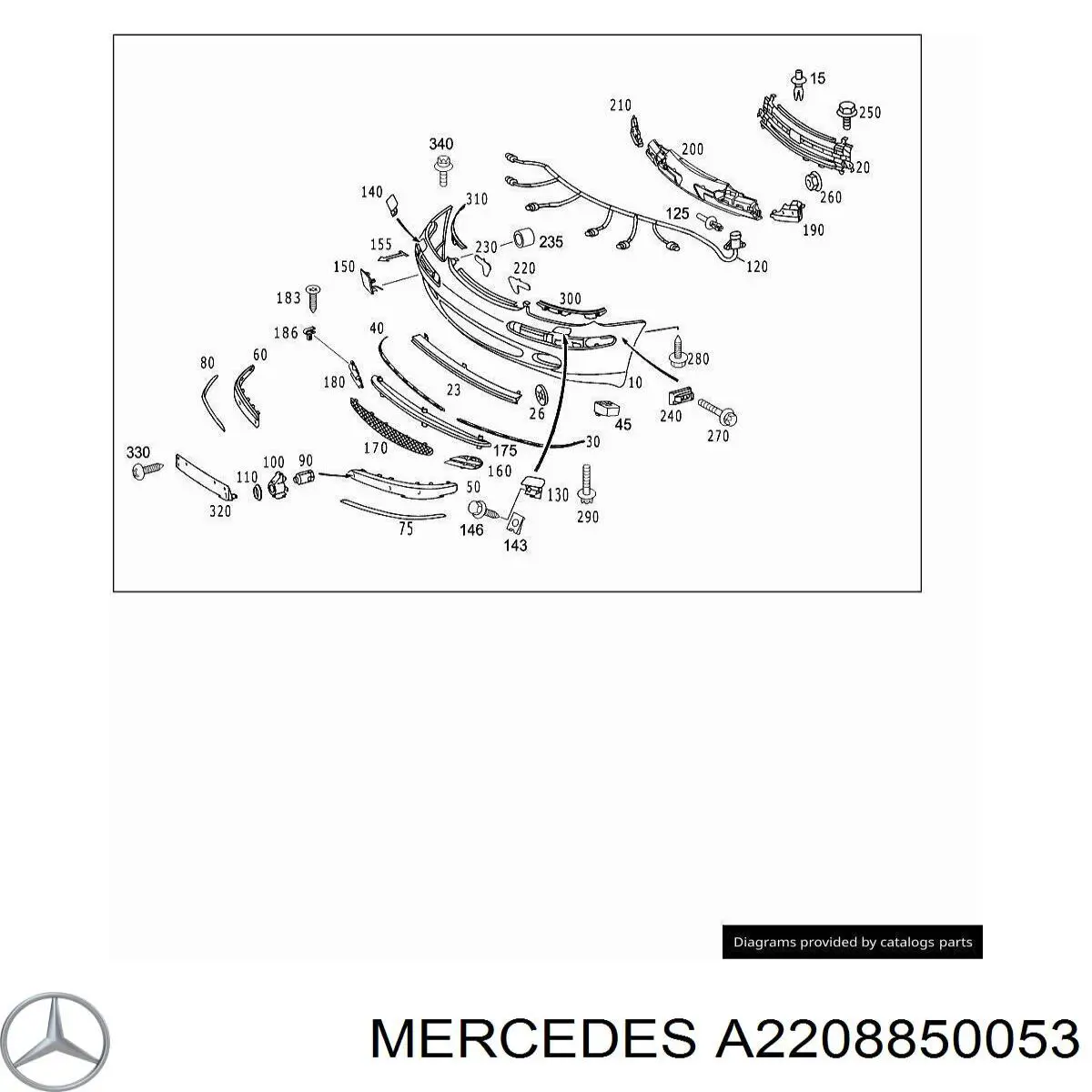 A2208850053 Mercedes Решітка переднього бампера, центральна