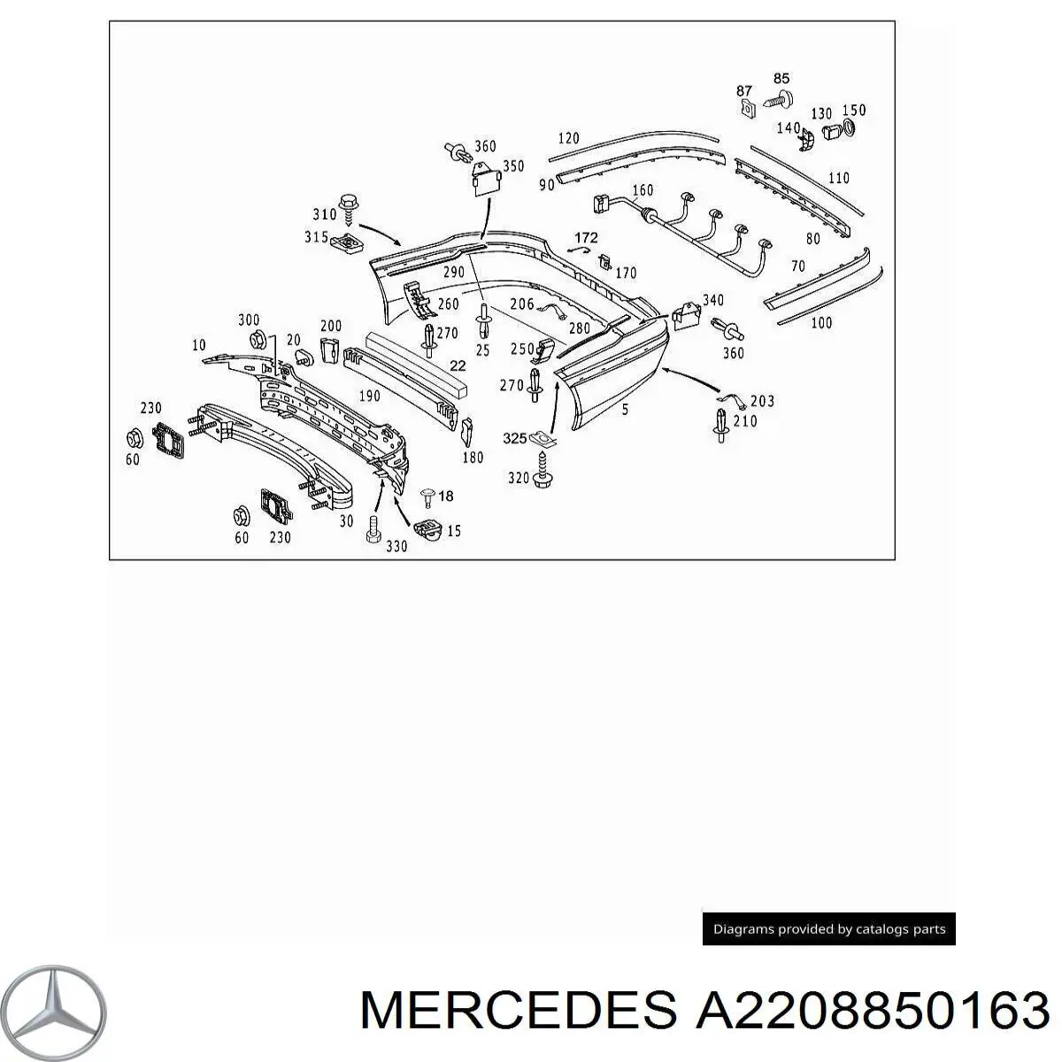 Направляюча заднього бампера, ліва Mercedes A2208850163 ціна, від 8.87 USD