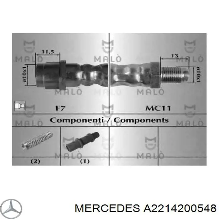 A2214200548 Mercedes шланг гальмівний передній