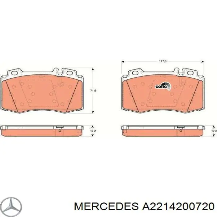 A2214200720 Mercedes Передні гальмівні колодки