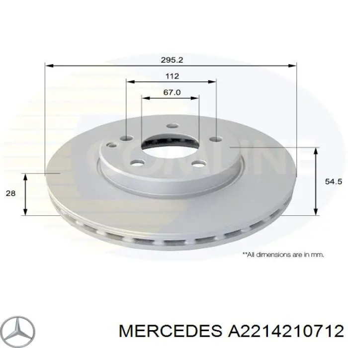Гальмівні диски передні A2214210712 Mercedes