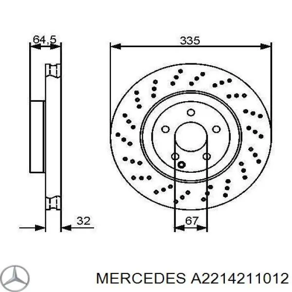 Диск переднього гальма Mercedes A2214211012 ціна, від 94.65 USD