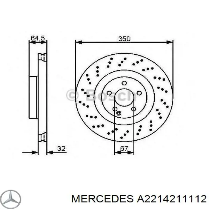 Купити A2214211112 Mercedes Ротор гальмівний