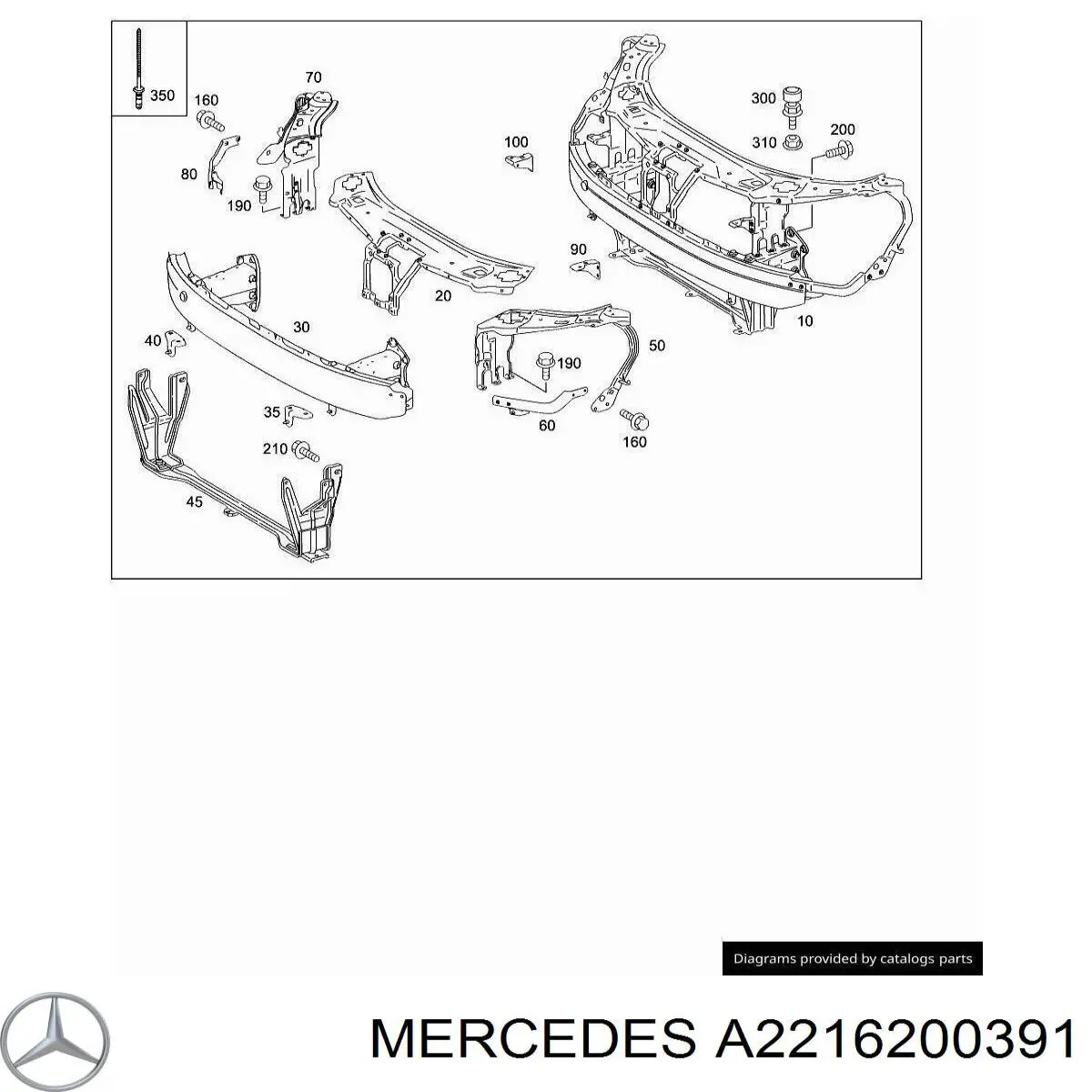A2216200391 Mercedes супорт радіатора лівий/монтажна панель кріплення фар