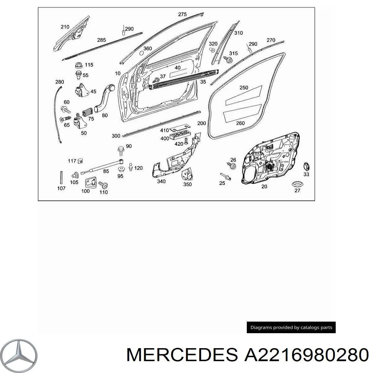 Молдинг передньої правої двері, верхній на Mercedes S-Class (W221)