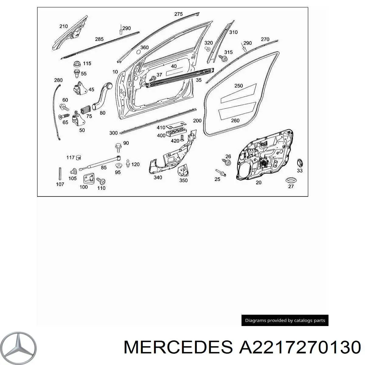Купити A2217270130 Mercedes Направляюча скла рамки двері, передньої лівої