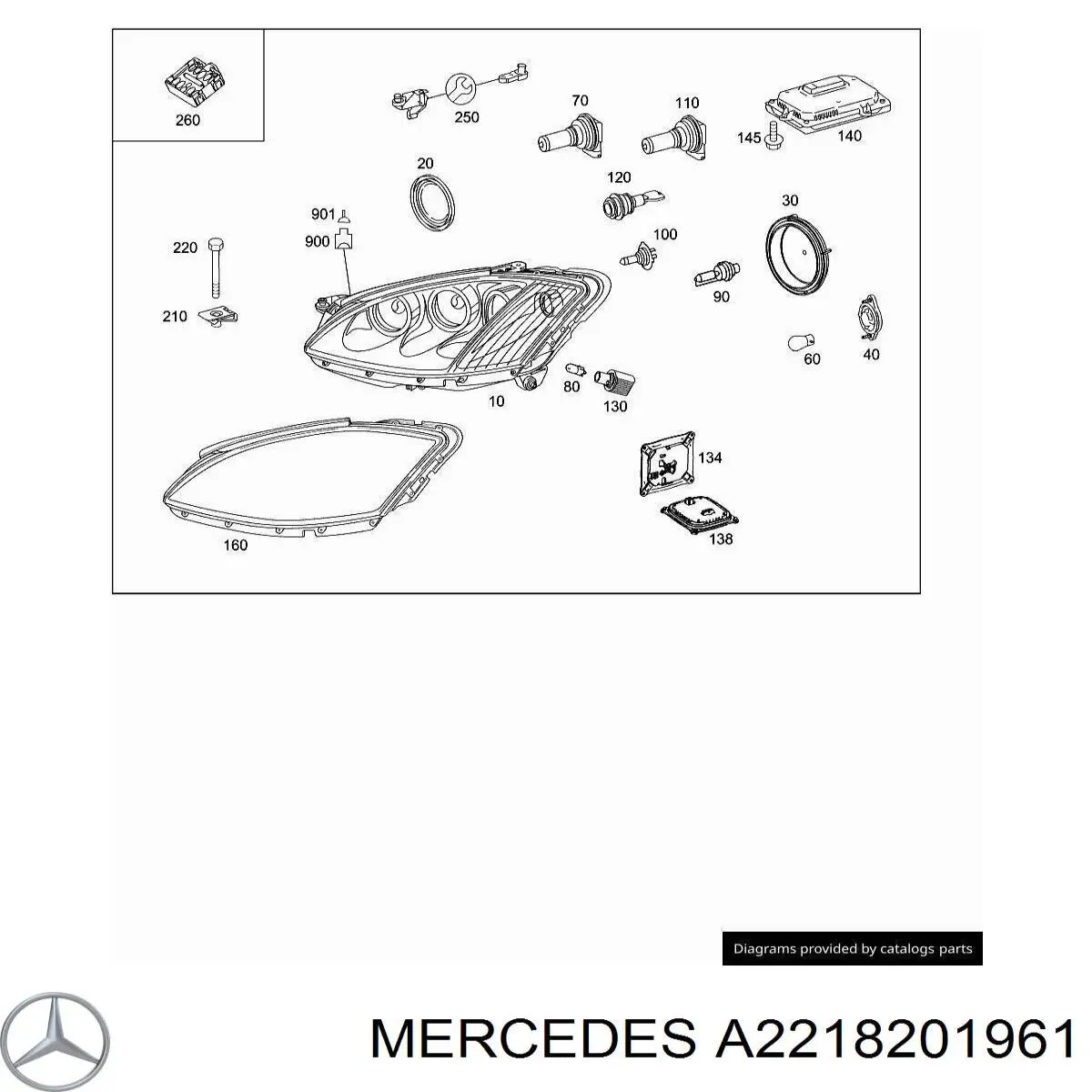 2218201961 Mercedes фара ліва