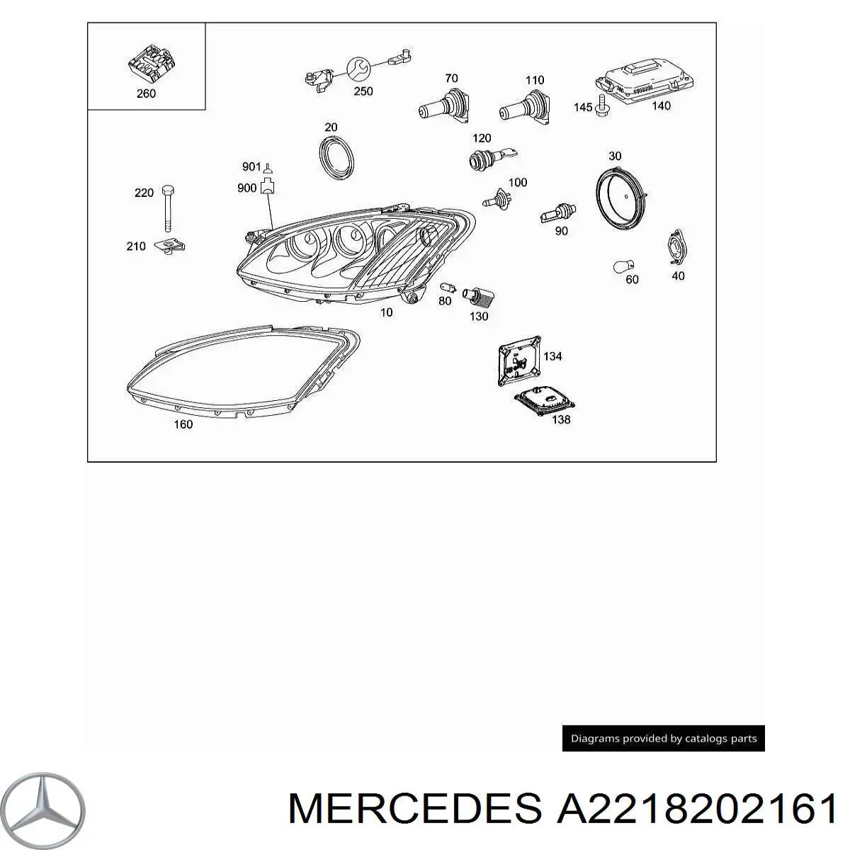 Купити A2218202161 Mercedes Основна фара в зборі ліва