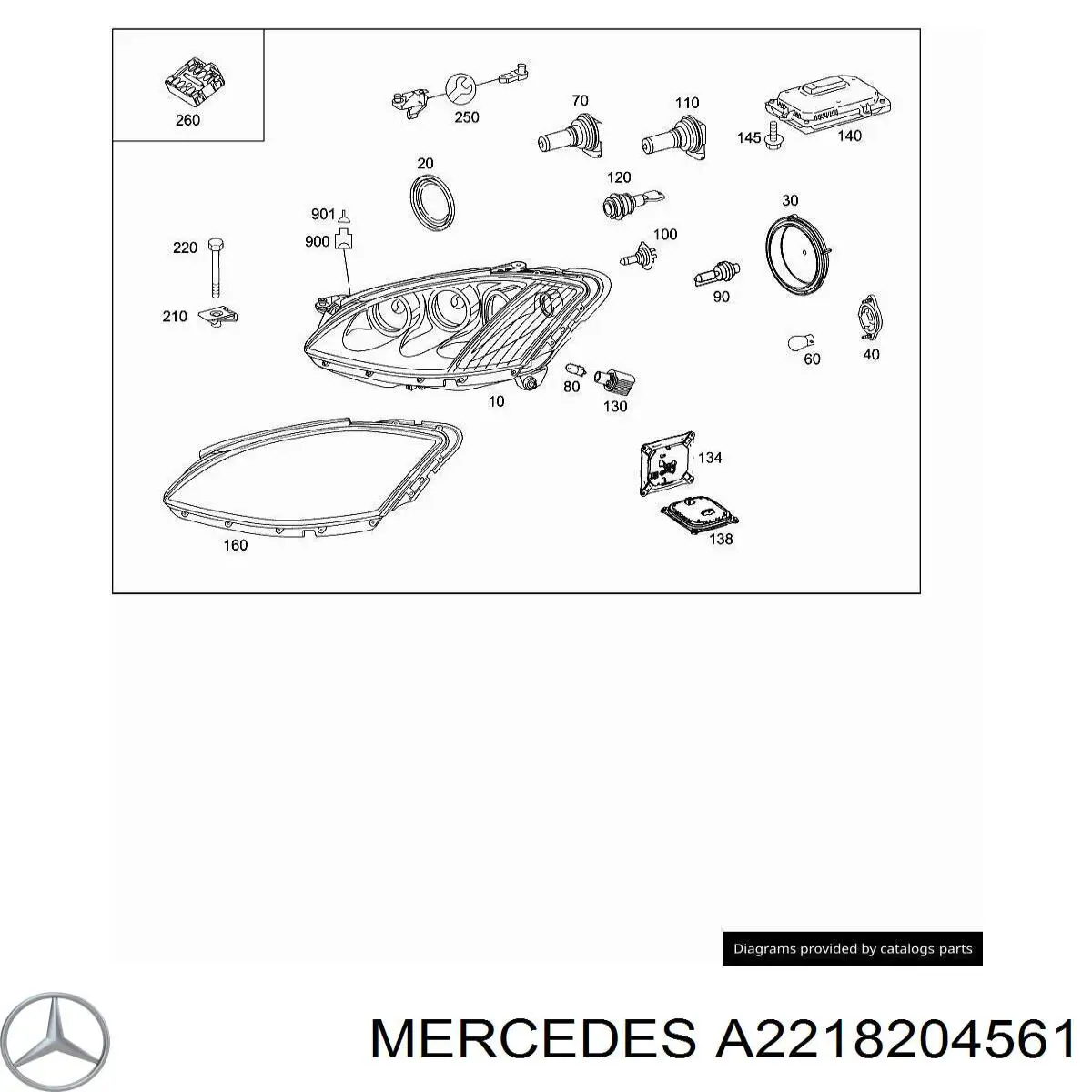 Фара дальнього світла в зборі Mercedes A2218204561 ціна, від 120.63 USD