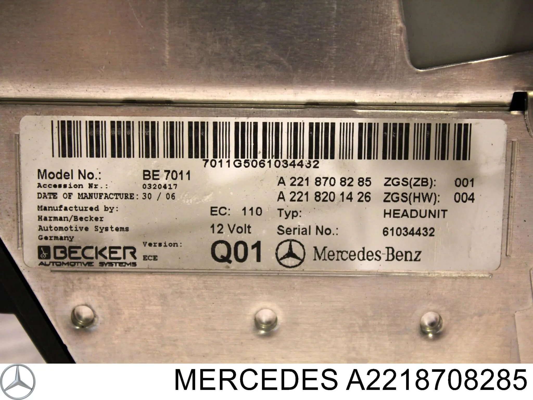 A2218709287 Mercedes Магнітола (радіо AM/FM)