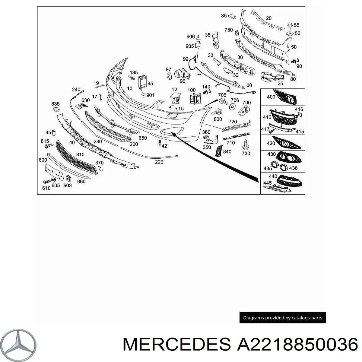 Кенгурятник Mercedes A2218850036 ціна, від 6.33 USD