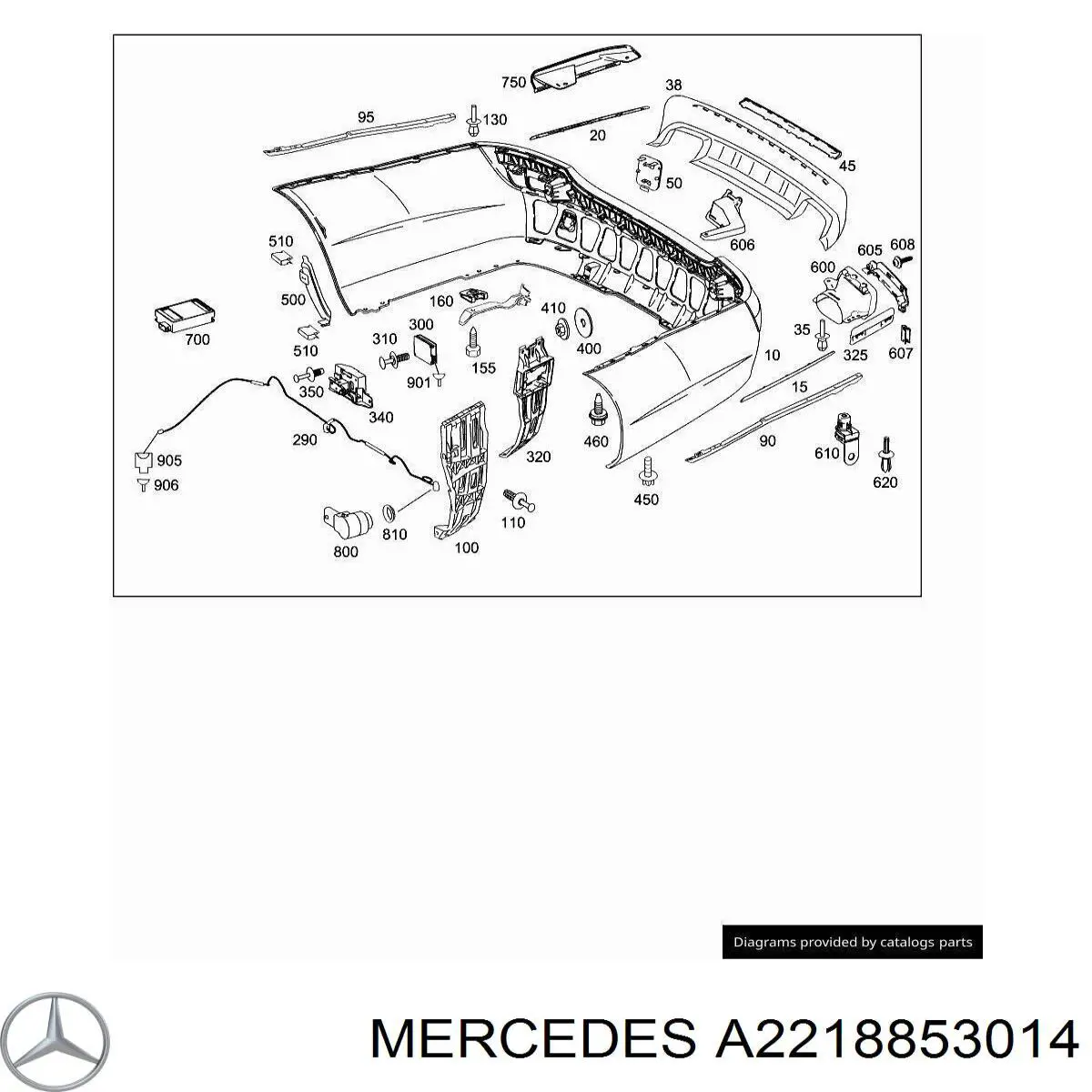 A2218853014 Mercedes Кронштейн бампера переднього, правий