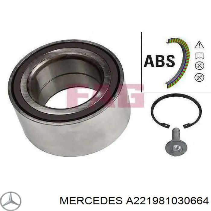 Комплект підшипник маточини передньої Mercedes A221981030664 ціна, від 52.63 USD