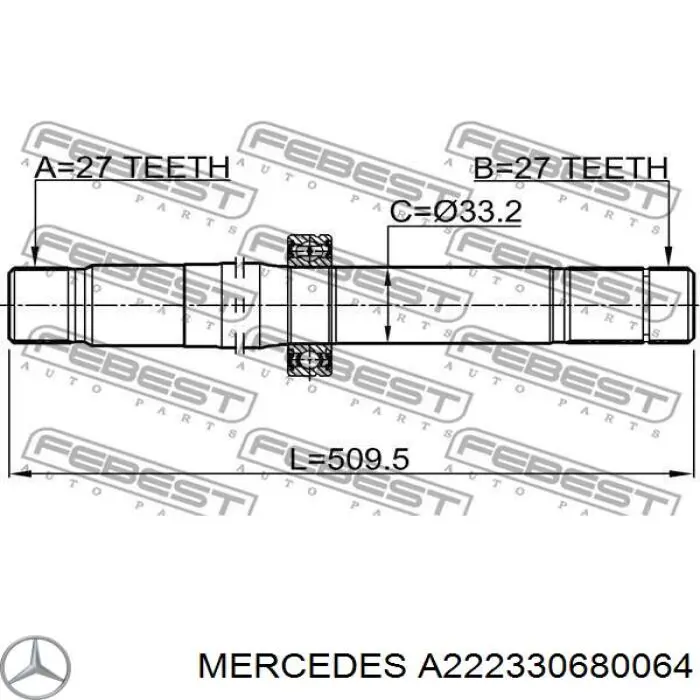 A222330680064 Mercedes вал приводу проміжний