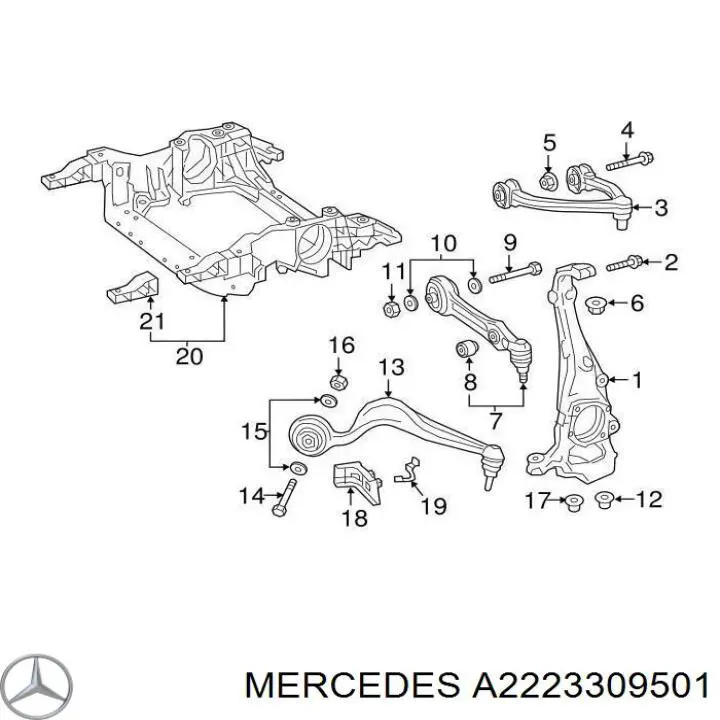 Важіль передньої підвіски нижній, правий Mercedes A2223309501 ціна, від 504.35 USD