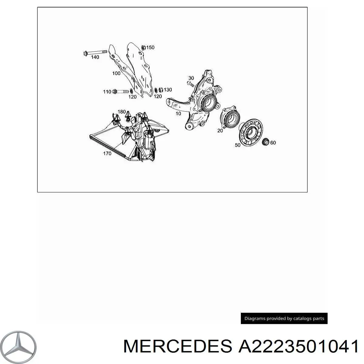 Цапфа поворотного кулака Mercedes A2223501041 ціна, від 120.92 USD