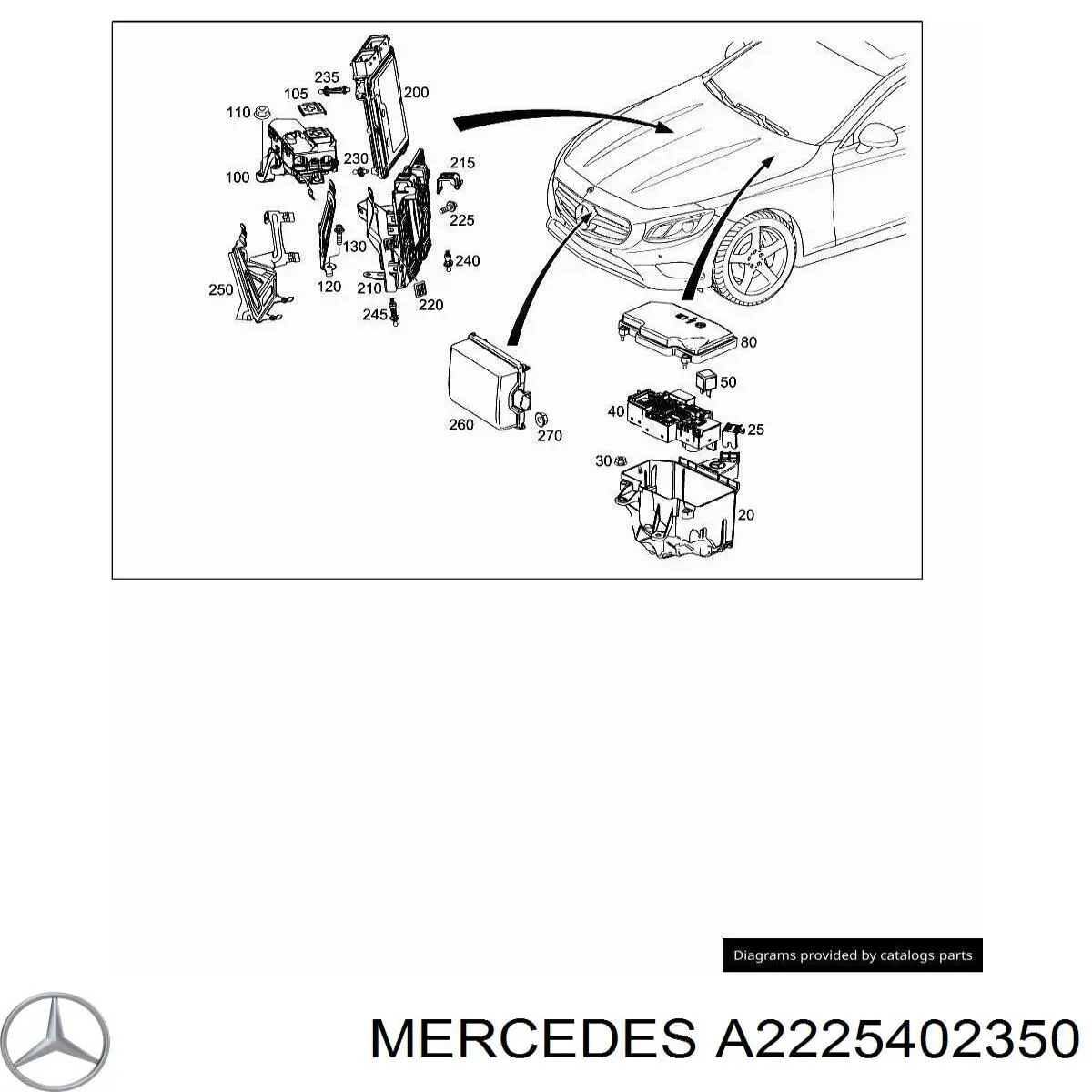 Коробка запобіжників Mercedes A2225402350 ціна, від 152.03 USD