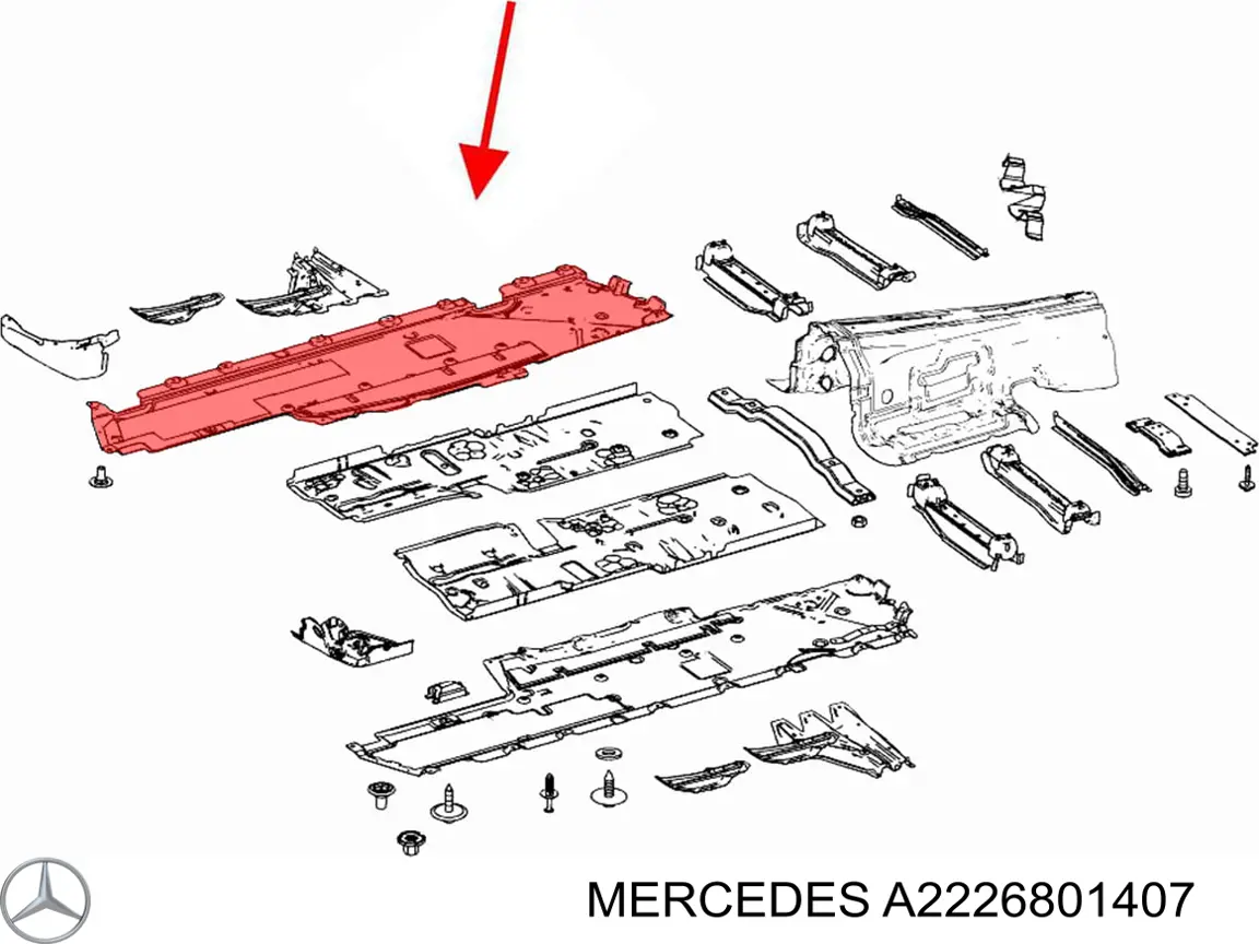 A2226801407 Mercedes Захист днища, правий